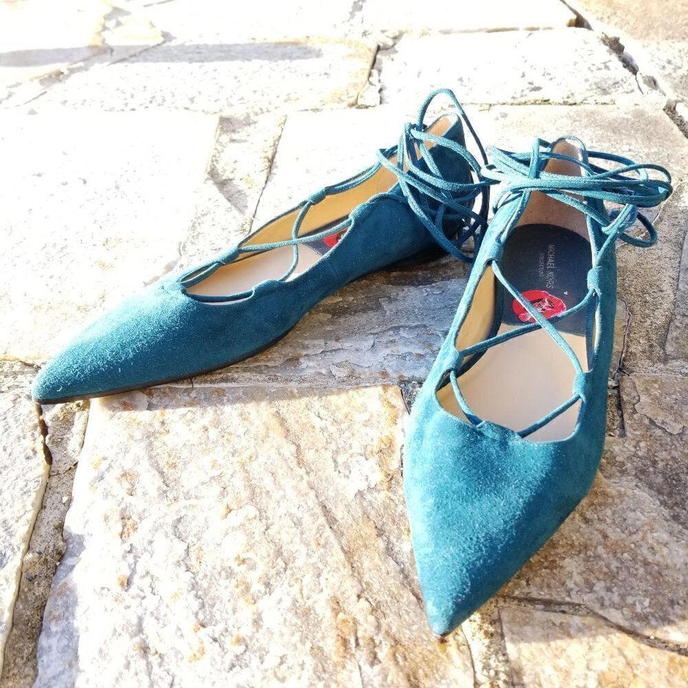 Michael Kors Collection Kallie Lace Up Suede Flats